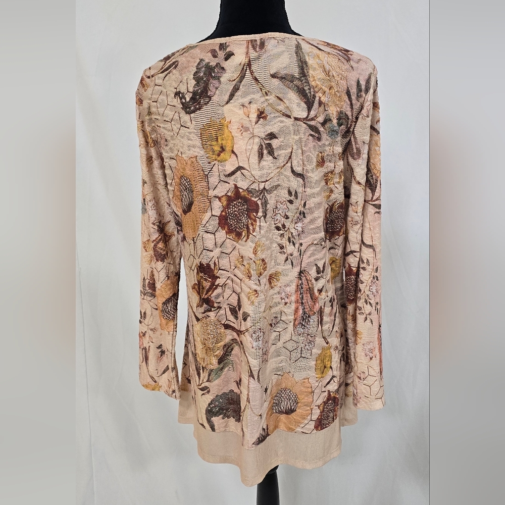 Kamana women M tunic long sleeve, semi sheer, burnout, lagenlook cottagecore - Picture 6 of 7